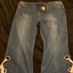 Lace up flare jeans